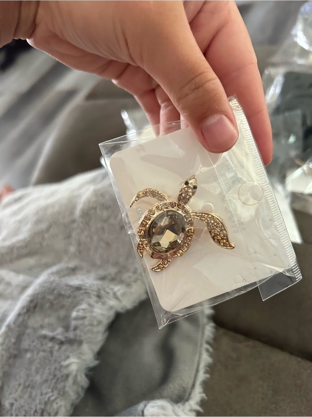 4/$50 Gold Crystal Turtle Brooch Pin